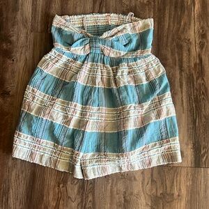 Free People Romper Womens Size Small Blue Barbara Babydoll Strapless Plaid